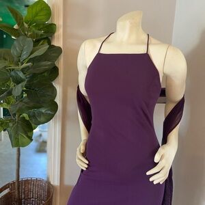 Purple Halter Sheath Dress for Cocktail